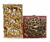 2 GILT LACQUERED WOOD PANELS W