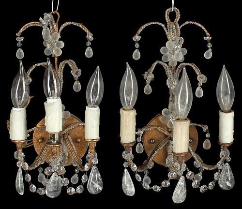 (2) GILT-METAL &AMP; ROCK CRYSTAL