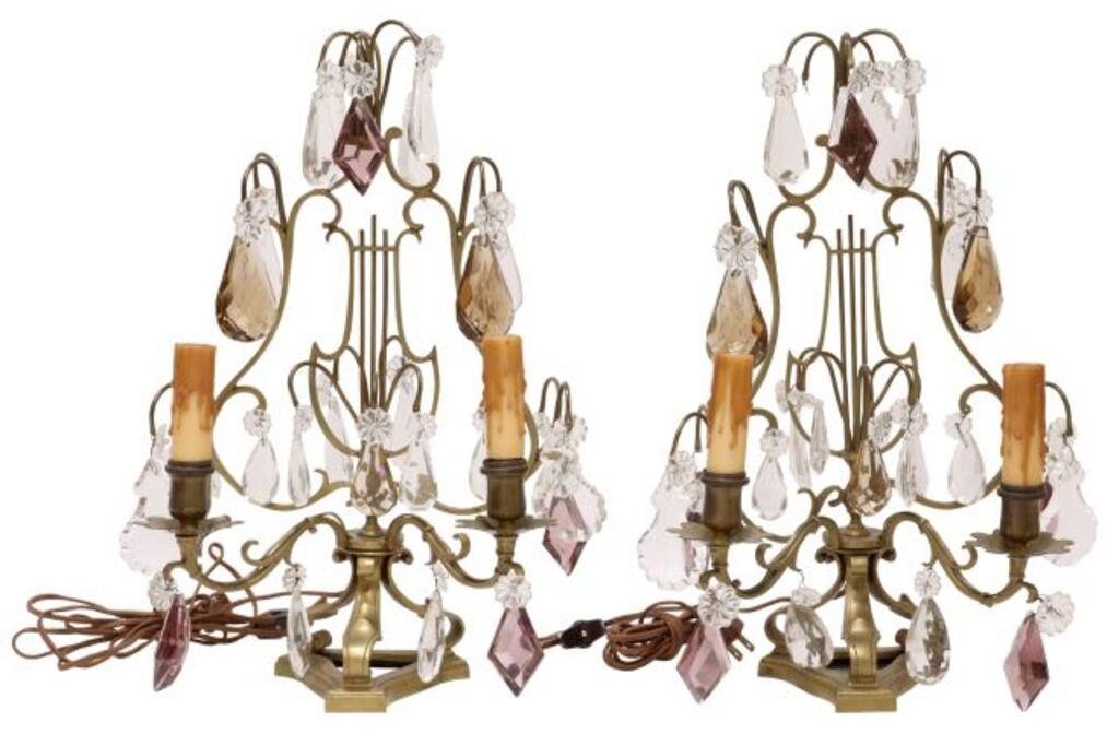 (2) GILT METAL & CRYSTAL