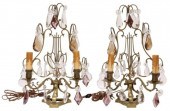 (2) GILT METAL & CRYSTAL LYRE-