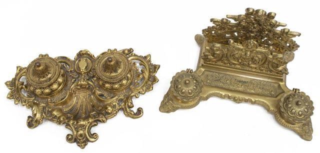 (2) GILT METAL ENCRIER DOUBLE