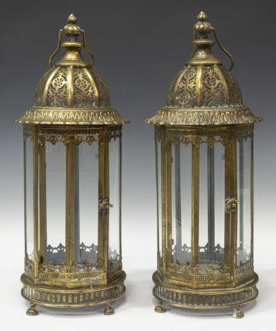 (2) GILT METAL & GLASS HANGING