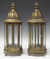 (2) GILT METAL & GLASS HANGING