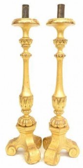 (2) GILTWOOD ALTAR CANDLE PRIC