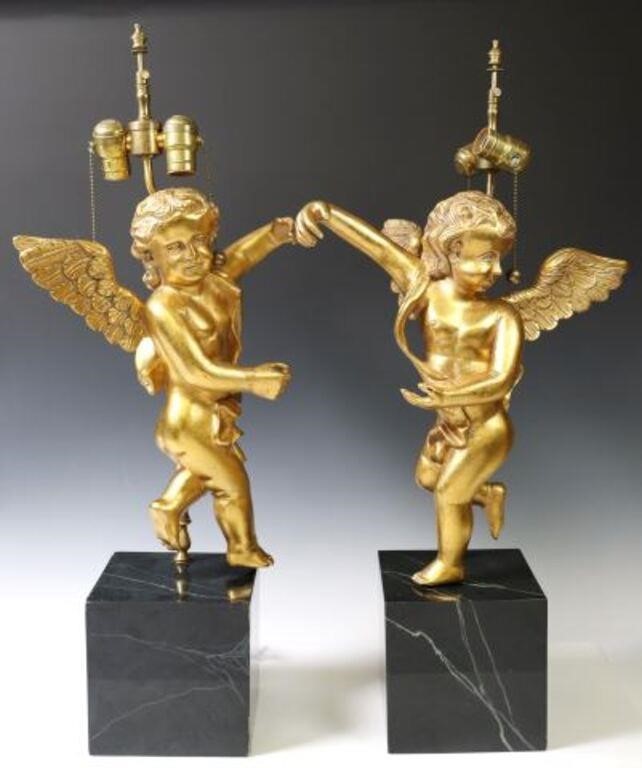 (2) GILTWOOD WINGED CHERUB