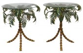 (2) GLASS-TOP TOLE PAINTED PAL