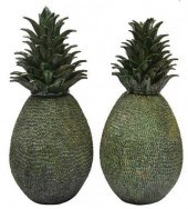 (2) GLAZED PINEAPPLE-FORM URNS