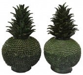 (2) GLAZED PINEAPPLE-FORM URNS