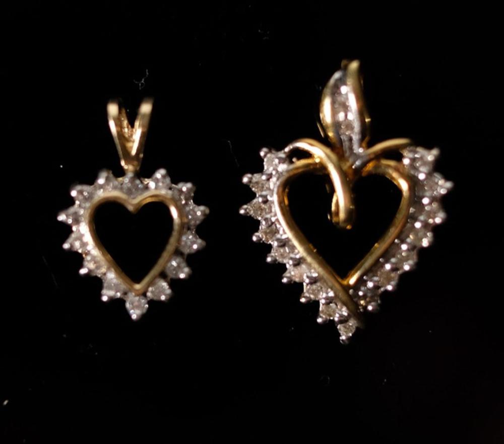2 GOLD & DIAMOND HEART SHAPED
