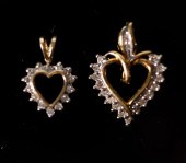 2 GOLD & DIAMOND HEART SHAPED