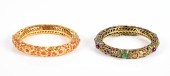 (2) Gold Plated Coral and Gem