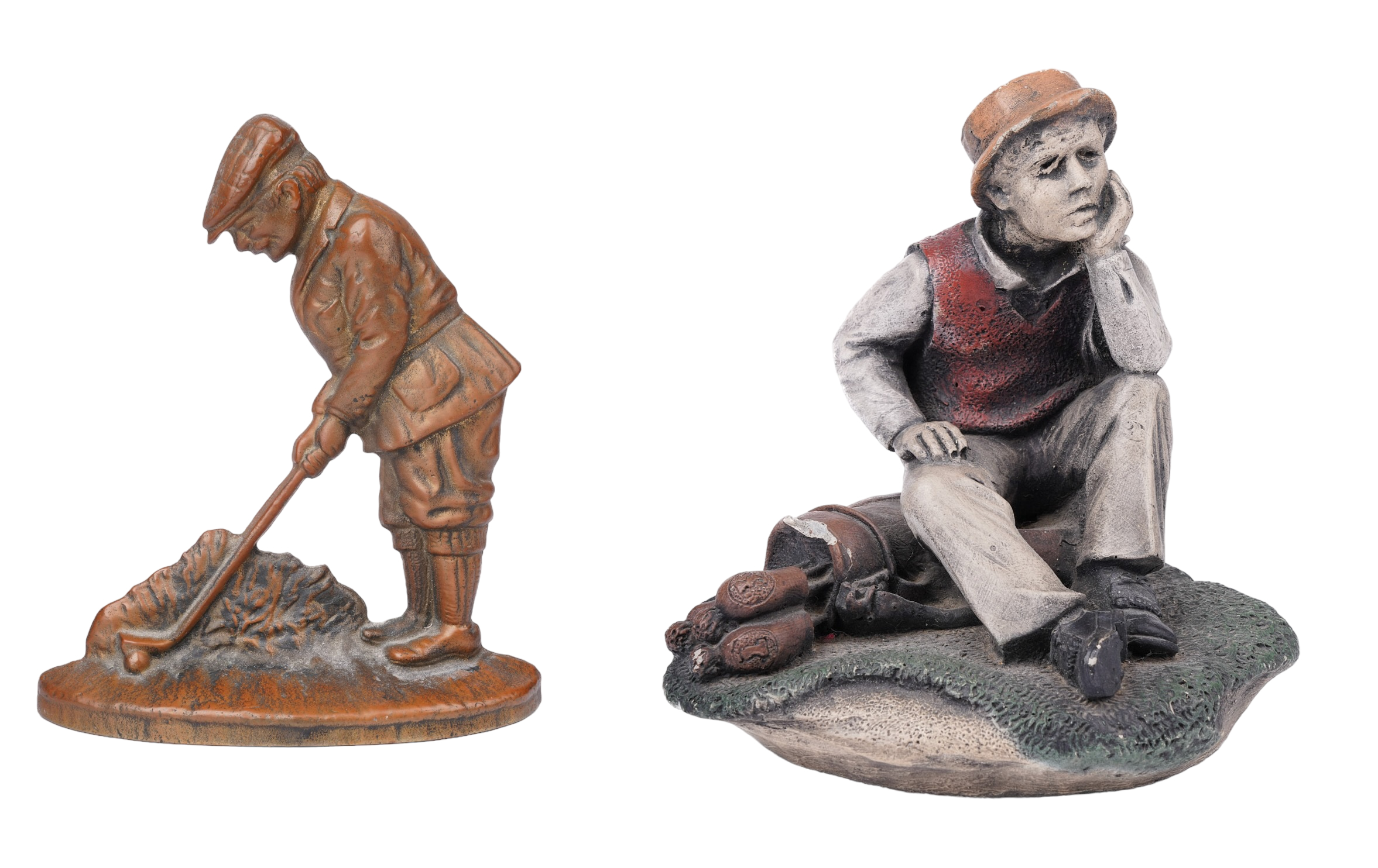 (2) Golfing sculptures, c/o