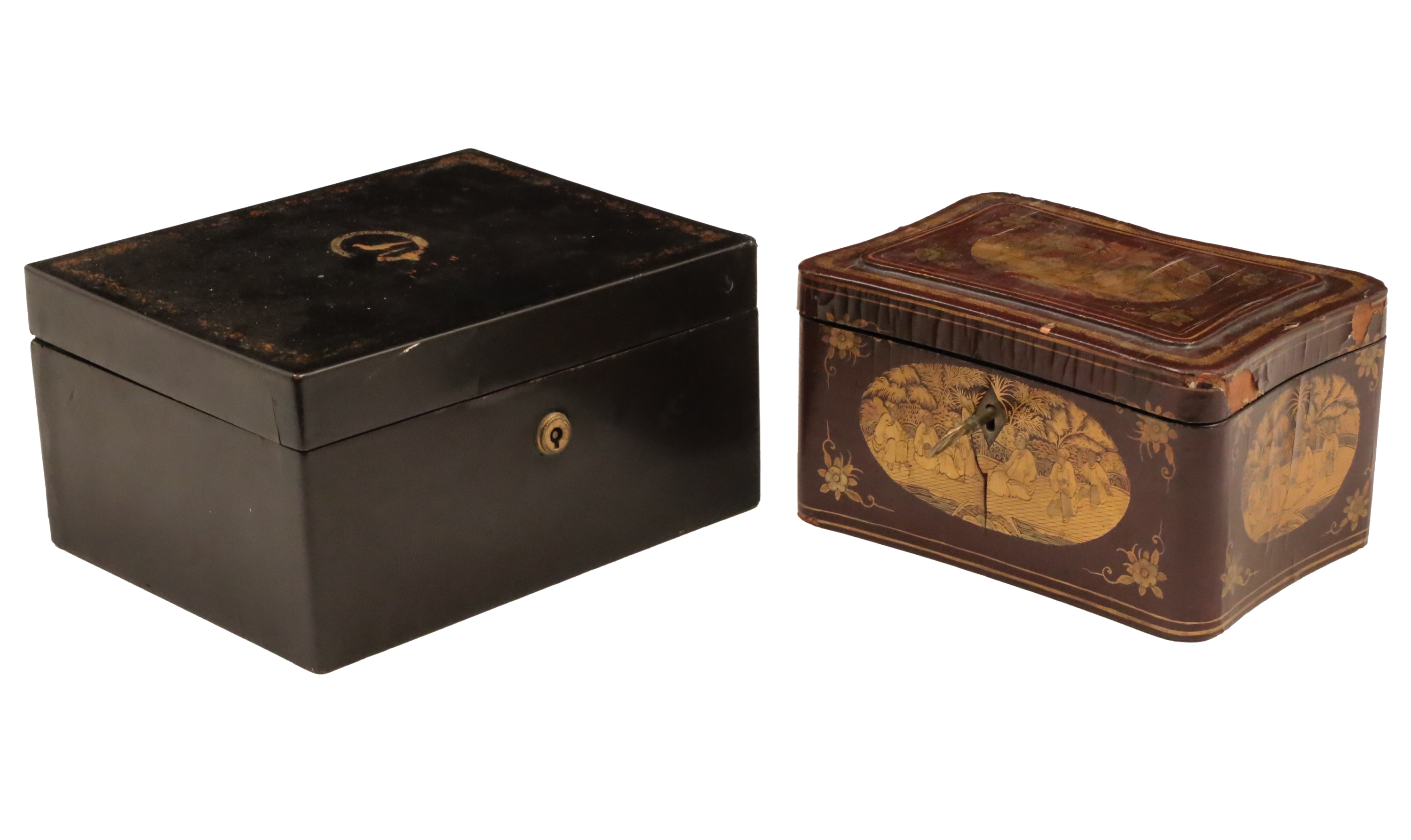 2 GOOD CHINESE EXPORT LACQUER TEA