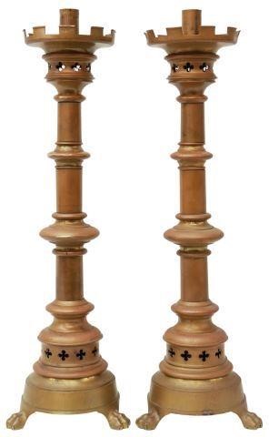(2) GOTHIC REVIVAL BRONZE ALTAR