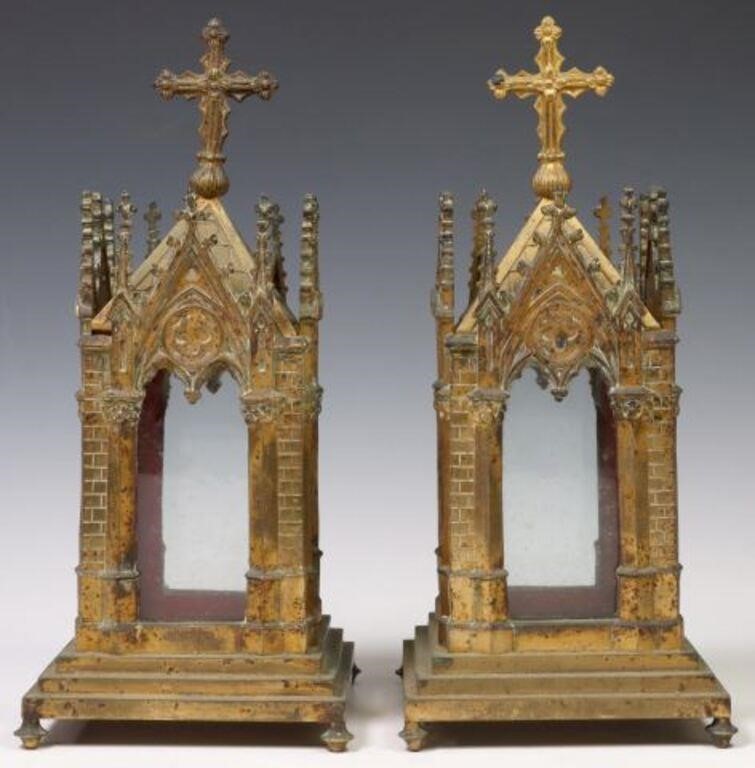 (2) GOTHIC REVIVAL CATHEDRAL-SHAPED