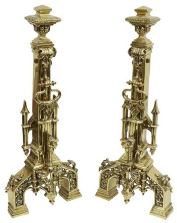 (2) GOTHIC REVIVAL GILT METAL