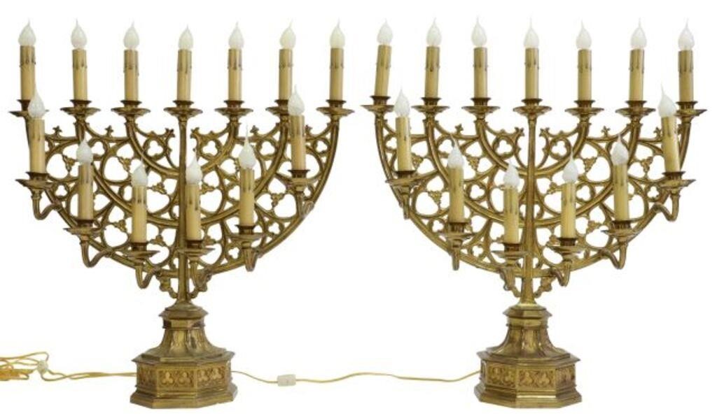 (2) GOTHIC REVIVAL GILT METAL 13-LT