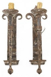 (2) GOTHIC STYLE HAMMERED STEE
