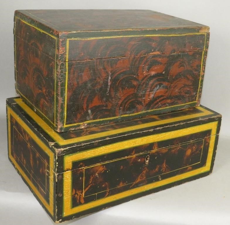 2 GRAIN PAINTED DRESSER BOXESca.