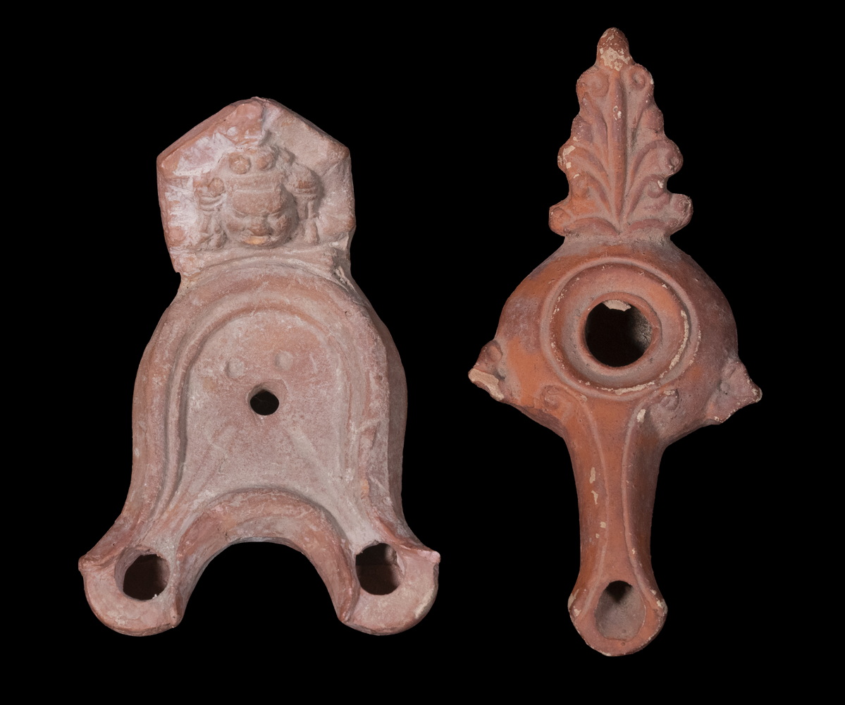 (2) GRECO-ROMAN TERACOTTA OIL LAMPS