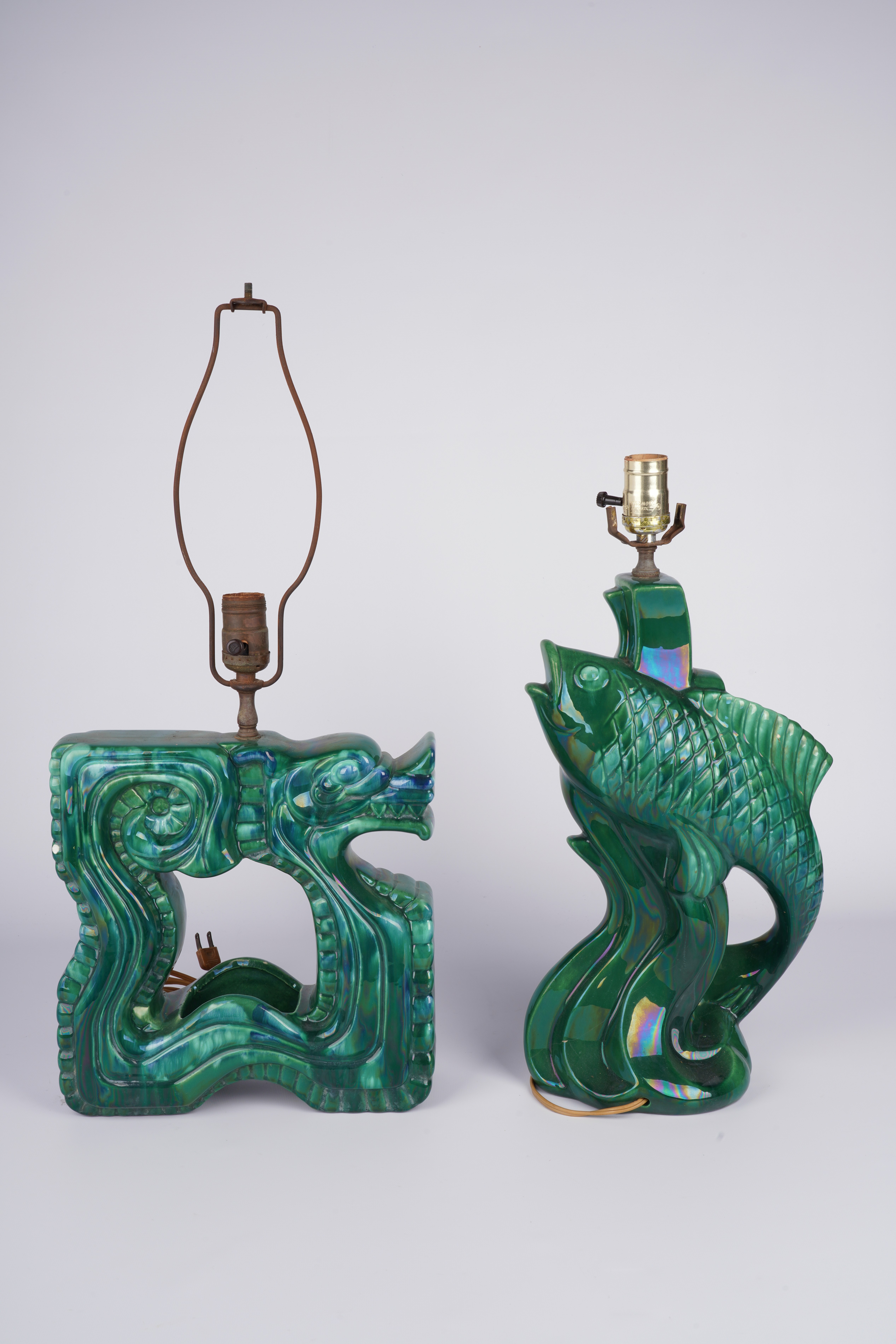 (2) Green Lustre Pottery 1960's