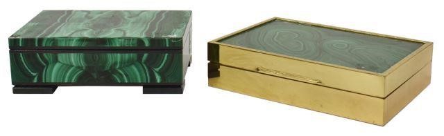 (2) GREEN MALACHITE TRINKET TABLE