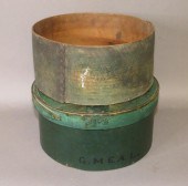 2 GREEN PAINTED BENTWOOD BOXES