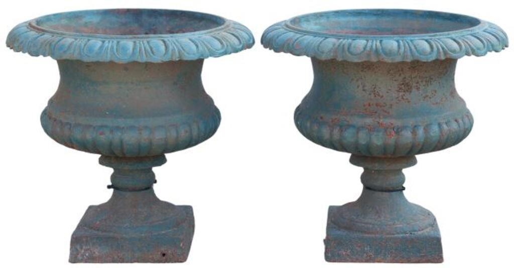 (2) GREEN-PAINTED CAST IRON