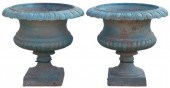 (2) GREEN-PAINTED CAST IRON GA