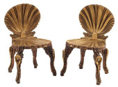 (2) GROTTO STYLE GILT SHELL-FO