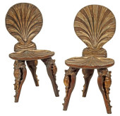 (2) GROTTO STYLE GILT SHELL-FO