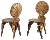 (2) GROTTO STYLE GILT SHELL-FO