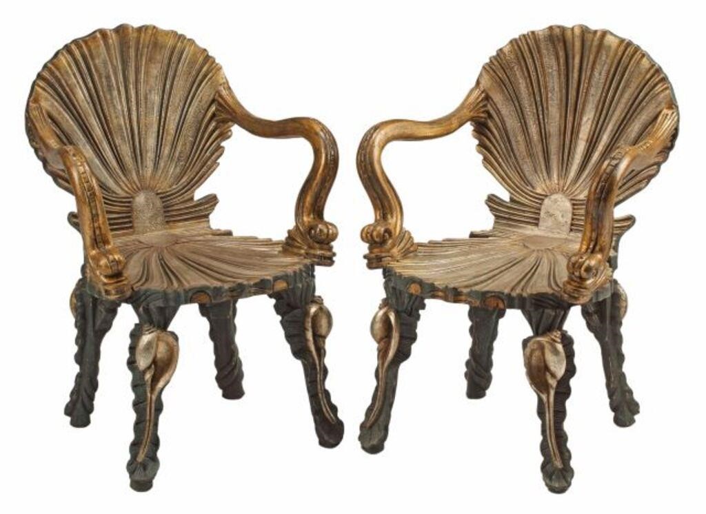 (2) GROTTO STYLE PARCEL GILT