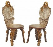 (2) GROTTO STYLE SILVER GILT W