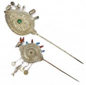 (2) GROUP OF BEADED SILVER-TON