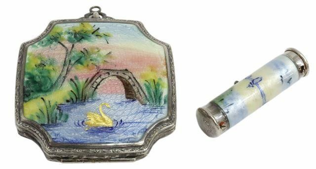 (2) GUILLOCHE ENAMEL STERLING