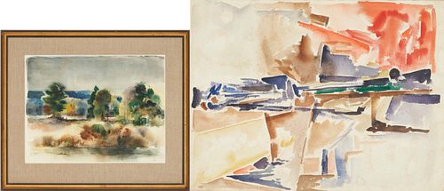 2 GUS BAKER WATERCOLOR PAINTINGS,