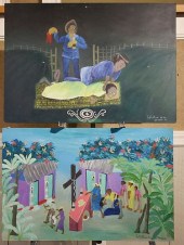 2 HAITIAN OIL PAINTINGS ON MAS