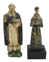 2 HAND CARVED & PAINTED ANTIQU