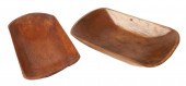 (2) Hand carved wooden trenche