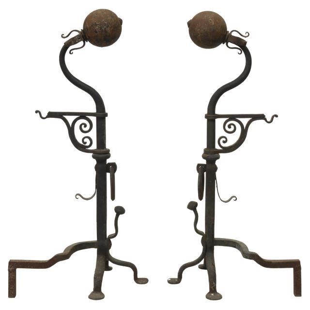 (2) HAND FORGED IRON GOOSENECK &