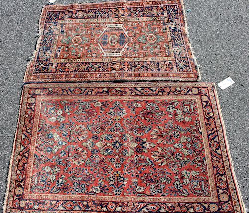2 HAND KNOTTED WOOL RUGS, ONE