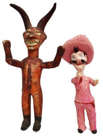 (2) HAND-PAINTED PAPIER-MACHE