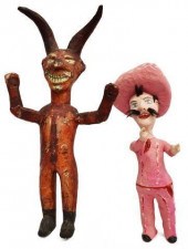 (2) HAND-PAINTED PAPIER-MACHE