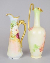 2 HAND PAINTED PORCELAIN EWERS