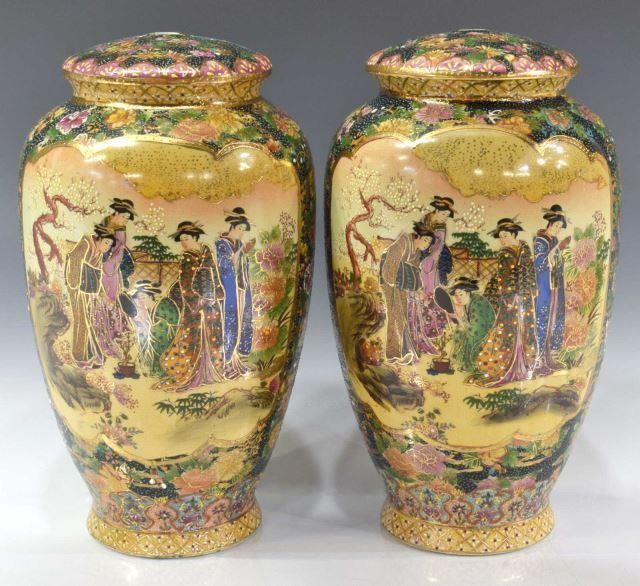 (2) HAND-PAINTED SATSUMA STYLE