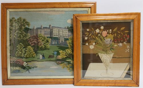 2 HAND WOVEN PICTURES, LATE