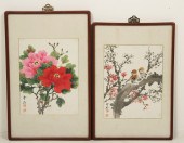2 HANDCOLORED JAPANESE WOOD BL