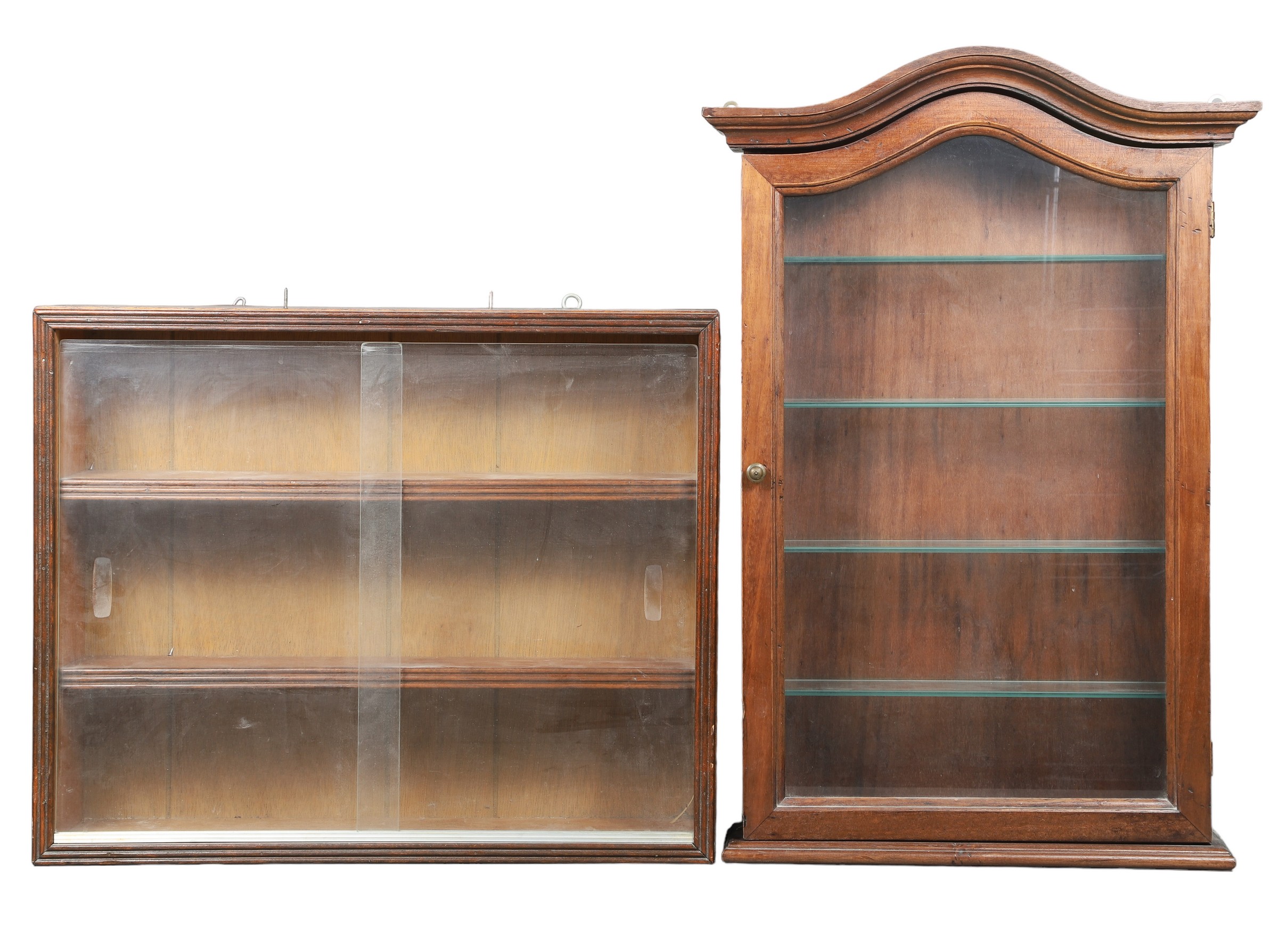 (2) Hanging curio cabinets, c/o