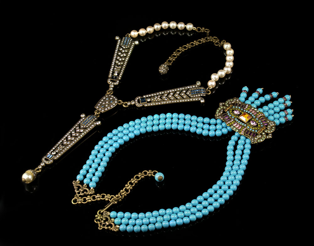 2 HEIDI DAUS NECKLACES: 1)Three row